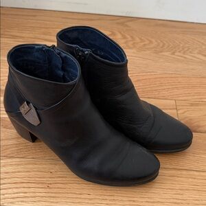 Dorking Made in Spain Black Leather Ankle Boots Buckle 39